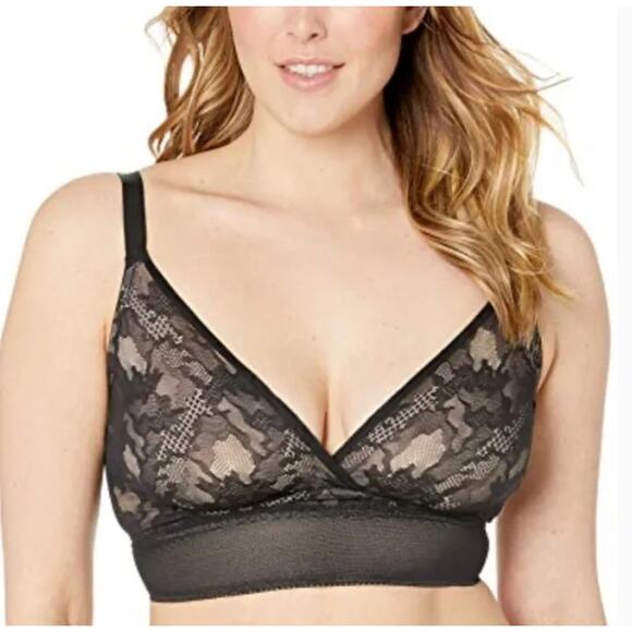 COSABELLA Black Tan Lace Forza Curvy Bralette Women's Size Large - Picture 1 of 7